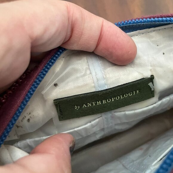 Anthropologie Intricately Beaded Makeup Cosmetic Bag Pouch Floral 7" x 5" - Picture 5 of 6